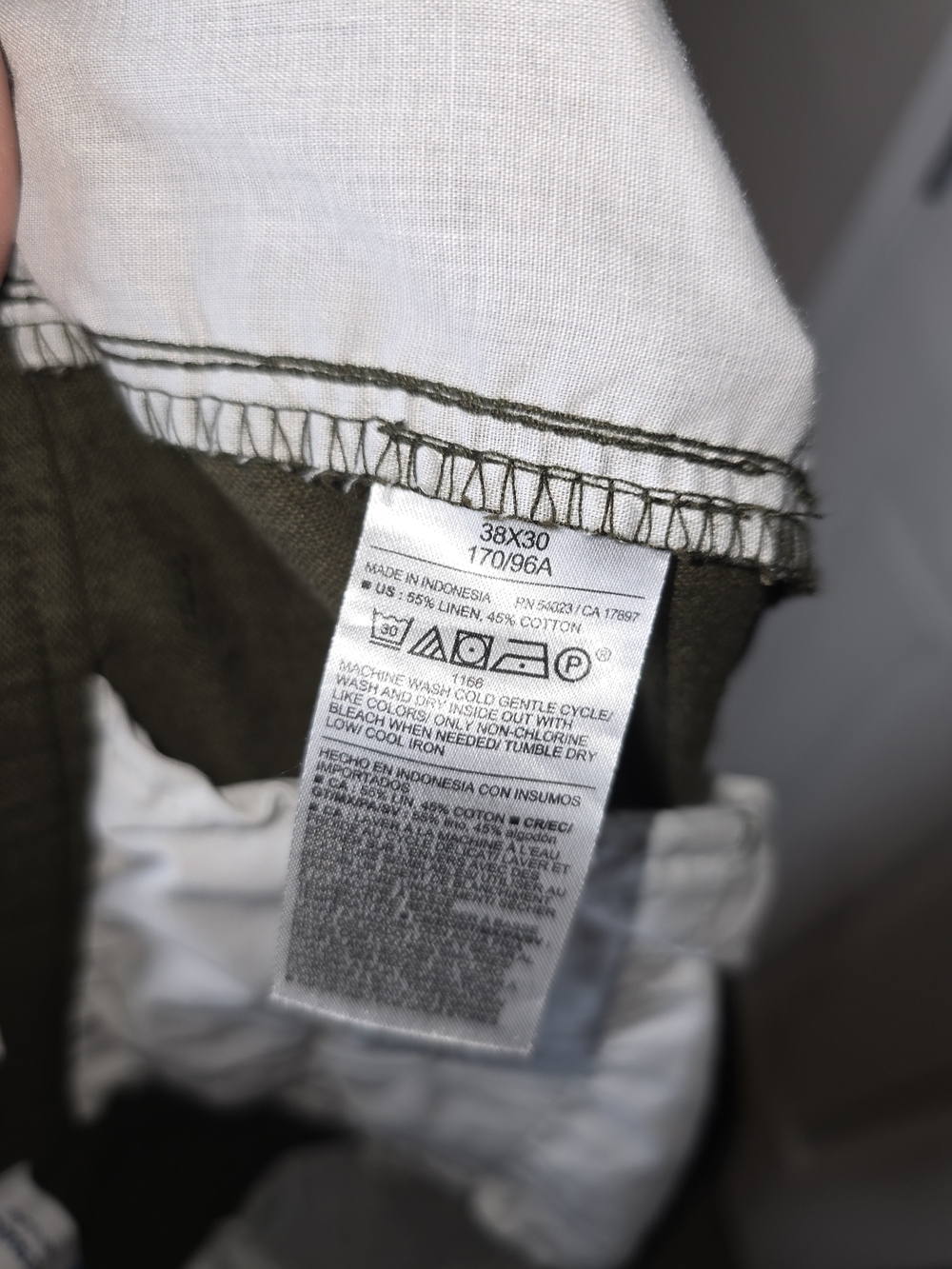 Old Navy Men's Linen Olive Green 90's Straight Chino Pants Size 38 × 30 - Picture 8 of 8